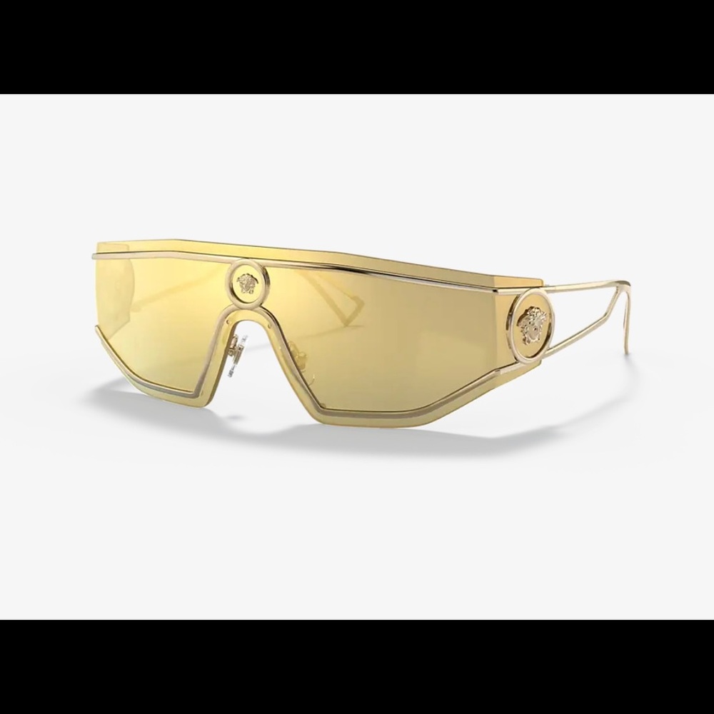 VERSACE gold mirrored sunglasses~ brand new, in case and box.